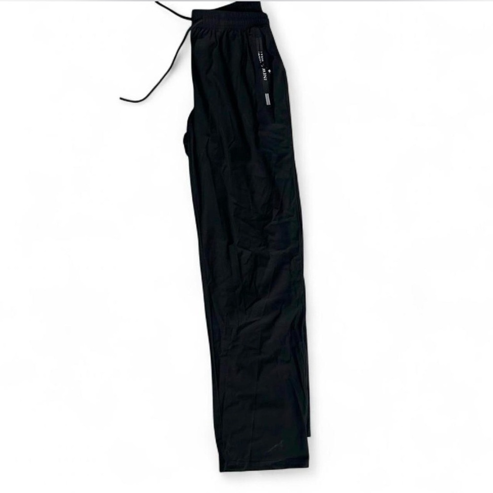 Black Athletic Jogger Pants Zipper Pocket Drawstring Waist Lightweight - Picture 3 of 3